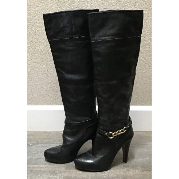 Coach Aida Over the Knee Boots Black Leather Women’s Size 11 - Picture 1 of 12
